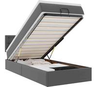 vidaXL: Banco otomano con cama, colchón y luces LED, color gris, 100x200 cm, tapizado en cuero sintético