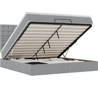 vidaXL: Banco otomano con cama, colchón y luces LED, color gris claro, 200x200 cm, tapizado en tela