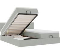 vidaXL: Banco otomano con cama, colchón y luces LED, color gris claro, 200x200 cm, tapizado en terciopelo