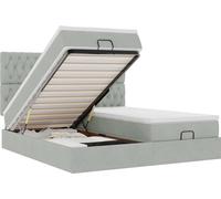 vidaXL: Banco otomano con cama, colchón y luces LED, color gris claro, 200x200 cm, tapizado en terciopelo