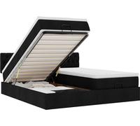 vidaXL: Banco otomano con cama, colchón y luces LED, color negro, 180x200 cm, tapizado en tela