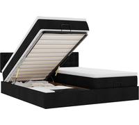 vidaXL: Banco otomano con cama, colchón y luces LED, color negro, 180x200 cm, tapizado en tela