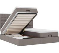 vidaXL: Banco otomano con cama, colchón y luces LED, color taupe, 160x200 cm, tapizado en tela