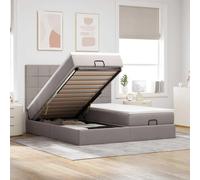 vidaXL: Banco otomano con cama, colchón y luces LED, color taupe, 200x200 cm, tapizado en tela