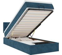 vidaXL: Banco otomano con cama y luces LED, color azul oscuro, 90x190 cm, tapizado en terciopelo