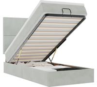 vidaXL: Banco otomano con cama y luces LED, color gris claro, 90x200 cm, tapizado en terciopelo
