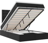 vidaXL: Banco otomano con cama y luces LED, color negro, 120x200 cm, tapizado en cuero sintético