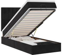 vidaXL: Banco otomano con cama y luces LED, color negro, 80x200 cm, tapizado en terciopelo