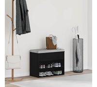 vidaXL Banco para Zapatos con Estante Roble Negro 60 x 30 x 45 cm, Almacenamiento en el Pasillo, Banco de Zapatos Moderno, Organizador Compacto, Muebles de vestíbulo duraderos, solución Funcional par