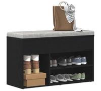 vidaXL Banco para Zapatos 80 x 30 x 45 cm Madera de ingeniería | Un acabado moderno en roble negro que queda increíble, Tres compartimentos para tener los zapatos bien ordenados,