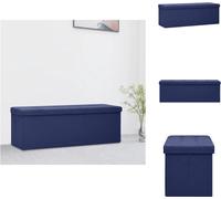 vidaXL Banco plegable con espacio de almacenamiento, color azul, aspecto de lino - Bancos para recibidores y pasillos