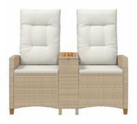 vidaXL Banco reclinable con mesa 126 x 65 x 112 cm Beige y crema