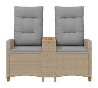 vidaXL Banco reclinable con mesa 126 x 65 x 112 cm Beige y Gris Claro