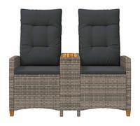 vidaXL Banco reclinable con mesa 126 x 65 x 112 cm Gris y Gris Oscuro