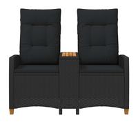 vidaXL Banco reclinable con mesa 126 x 65 x 112 cm Negro