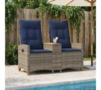 vidaXL Banco reclinable con mesa 126 x 65 x 112 cm Gris y azul marino
