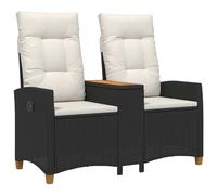 vidaXL Banco reclinable con mesa 126 x 65 x 112 cm Negro y Crema