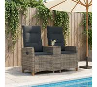 vidaXL Banco Liege con mesa, para 2 personas, 126 x 65 x 112 cm, tejido de polirratán