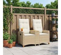 vidaXL Banco reclinable con mesa 126 x 65 x 112 cm Beige y crema