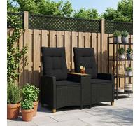 vidaXL Banco reclinable con mesa 126 x 65 x 112 cm Negro