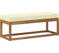 vidaXL: Banco-reposapiés para exteriores, madera maciza de acacia, color natural y crema