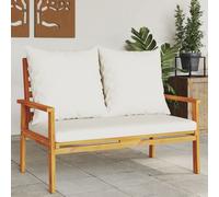 vidaXL Banco sofá de jardín con cojines madera maciza de acacia 120 cm