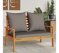 vidaXL Banco sofá de jardín con cojines madera maciza de acacia 120 cm