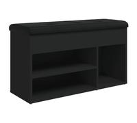 vidaXL Banco Zapatero, Asiento con Almacenaje, Mueble para Zapatos Juguetes Calzado, Banco para Salón Pasillo, Madera de Ingeniería Negro