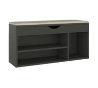 vidaXL Zapatero con cojín madera ingeniería gris 104x30x49 cm