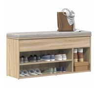 vidaXL Banco zapatero madera de ingeniería 102x30,5x45cm en color Gris hormigón/Blanco brillante/Roble ahumado y más