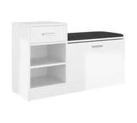 Vidaxl banco zapatero madera de ingeniería blanco brillo 94,5x31x57 cm