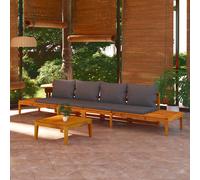vidaXL Bancos de jardín con cojines gris oscuro 2 uds madera acacia