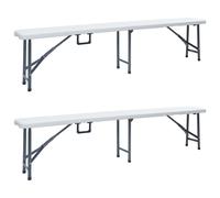 vidaXL Bancos de jardín plegables 2 unidades 180 cm HDE blanco
