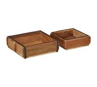 vidaXL Bandeja 2 uds. Marrón 29 x 31 x 10 cm Madera sólida recuperada