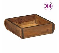 vidaXL Bandeja 4 uds. Marrón 29 x 31 x 10 cm Madera sólida recuperada