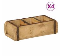 vidaXL Bandeja 4 uds. Marrón 30 x 14 x 9 cm Madera sólida recuperada