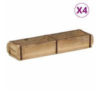 vidaXL Bandeja 4 uds. Marrón 57 x 15 x 9 cm Madera sólida recuperada