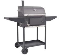 vidaXL Barbacoa Ahumador al carbón – Estante inferior, acero negro