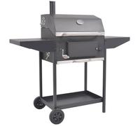 vidaXL Barbacoa Ahumador al carbón con estante inferior negro