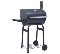 vidaXL Barbacoa de carbón con ahumador y estante inferior negro