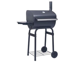 vidaXL Barbacoa de carbón con ahumador y estante inferior negro
