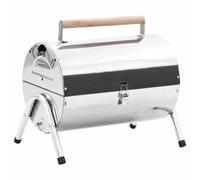 vidaXL Barbacoa de carbón de sobremesa acero inoxidable doble parrilla