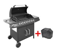 vidaXL Barbacoa grill de gas 6+1 quemadores negra