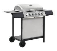 vidaXL Barbacoa portátil de gas con 6 zonas plateada acero inoxidable