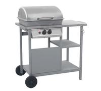 vidaXL Barbacoa portátil de gas con mesita de 3 estantes plateado