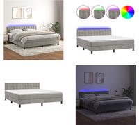 vidaXL Base de cama con somier y colchón, gris claro, 180x200 cm, terciopelo - Base de cama con somier - Bases de cama con somier - Cama - Camas
