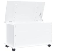 vidaXL Baúl de almacenaje Alta con ruedas madera maciza Blanco 73x39,5x43 cm