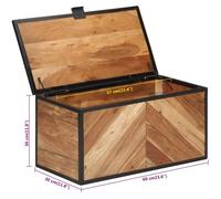 vidaXL Baúl de 60x30x30 cm, de madera maciza de acacia y hierro