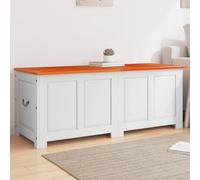 vidaXL Baúl de almacenaje con tapa madera de acacia marrón y blanco