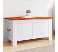 vidaXL Baúl de almacenaje con tapa madera de acacia en color Marrón y blanco/Marrón